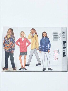 Vintage Butterick Sewing Pattern 3322 Girls Plus Top Skirt Pants Size 8.5-16.5